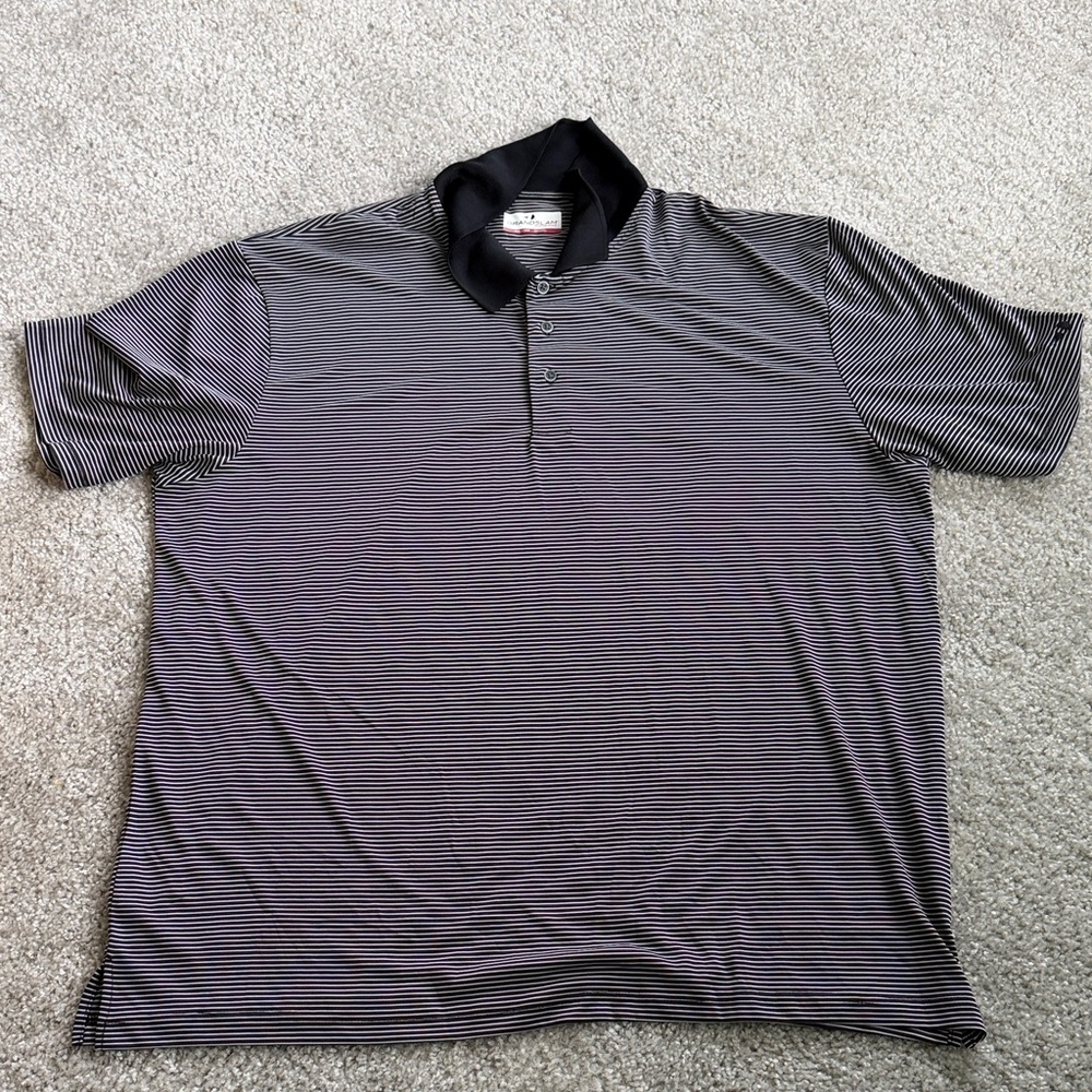 Grand Slam Men's Polo in Black and Gray Stripes